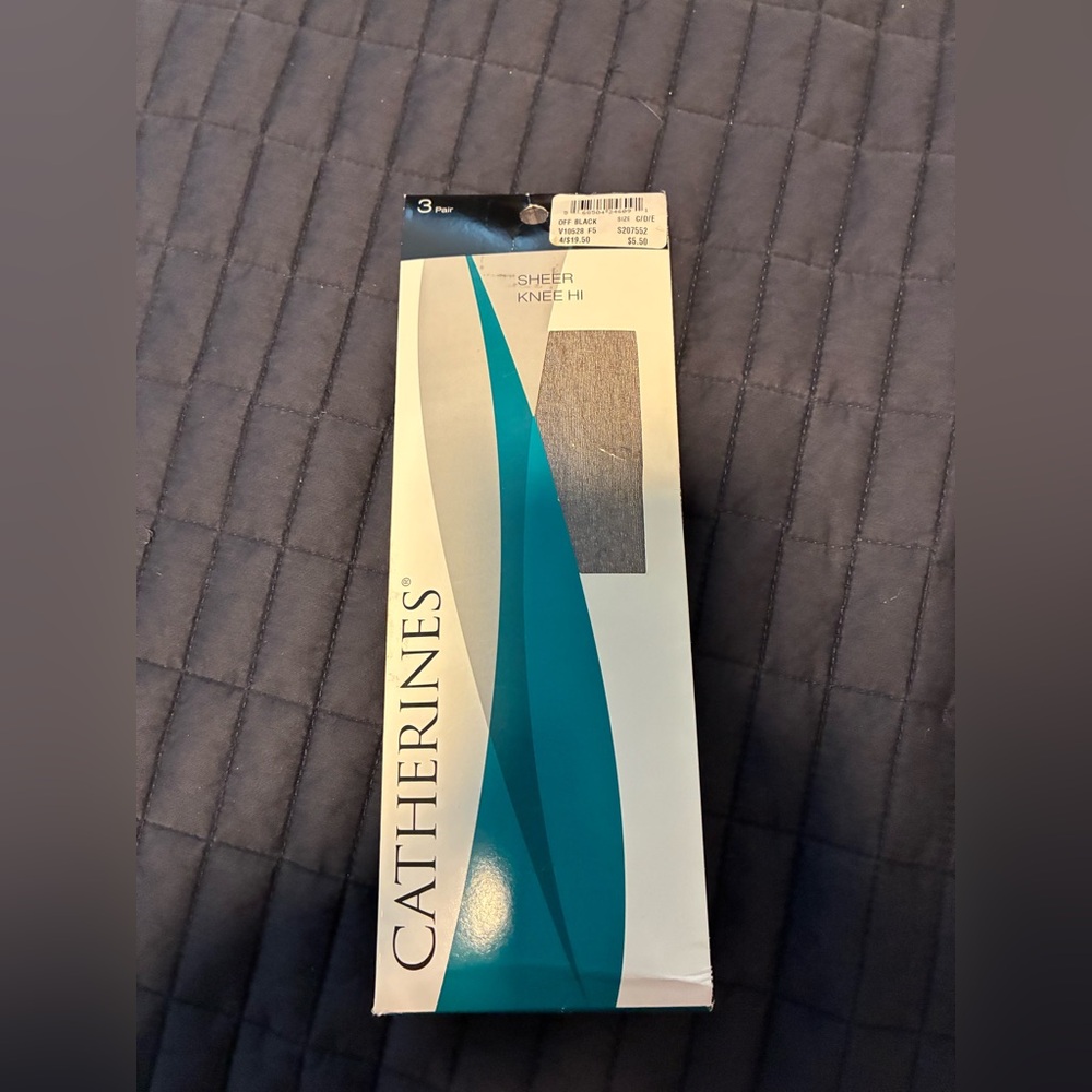 Vintage Catherines Sheer Knee Highs off Black. Pack of 3. Plus size. 250-400 lbs